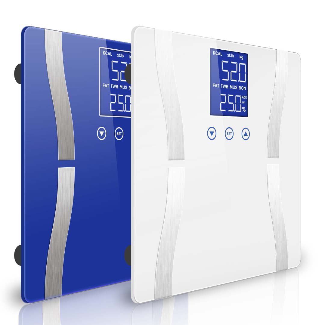 Soga 2 X Glass Lcd Digital Body Fat Scale Bathroom Electronic Gym Water Weighing Scales Blue/White