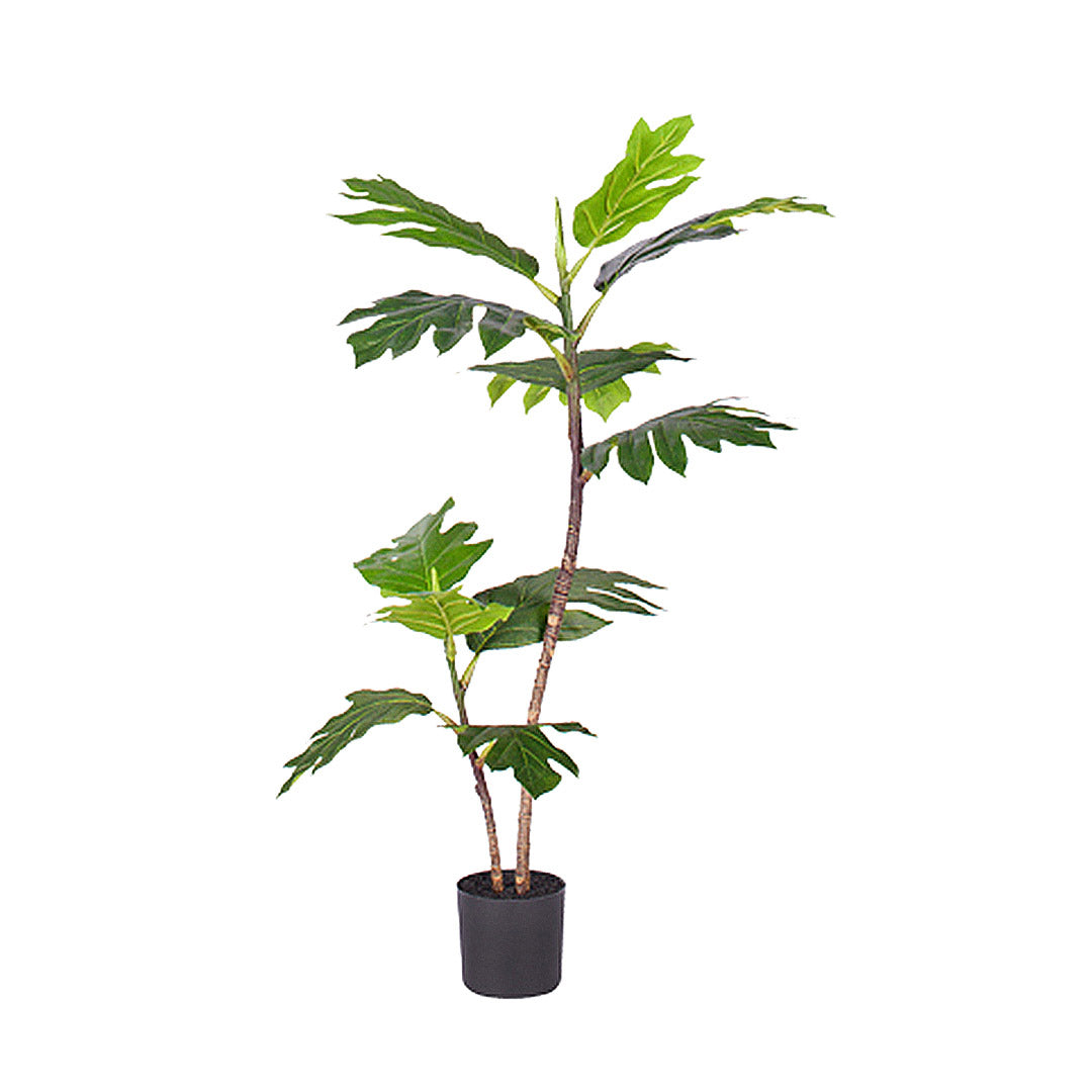 Soga 90cm 2 Trunk Artificial Natural Green Split Leaf Philodendron Tree Fake Tropical Indoor Plant Home Office Decor