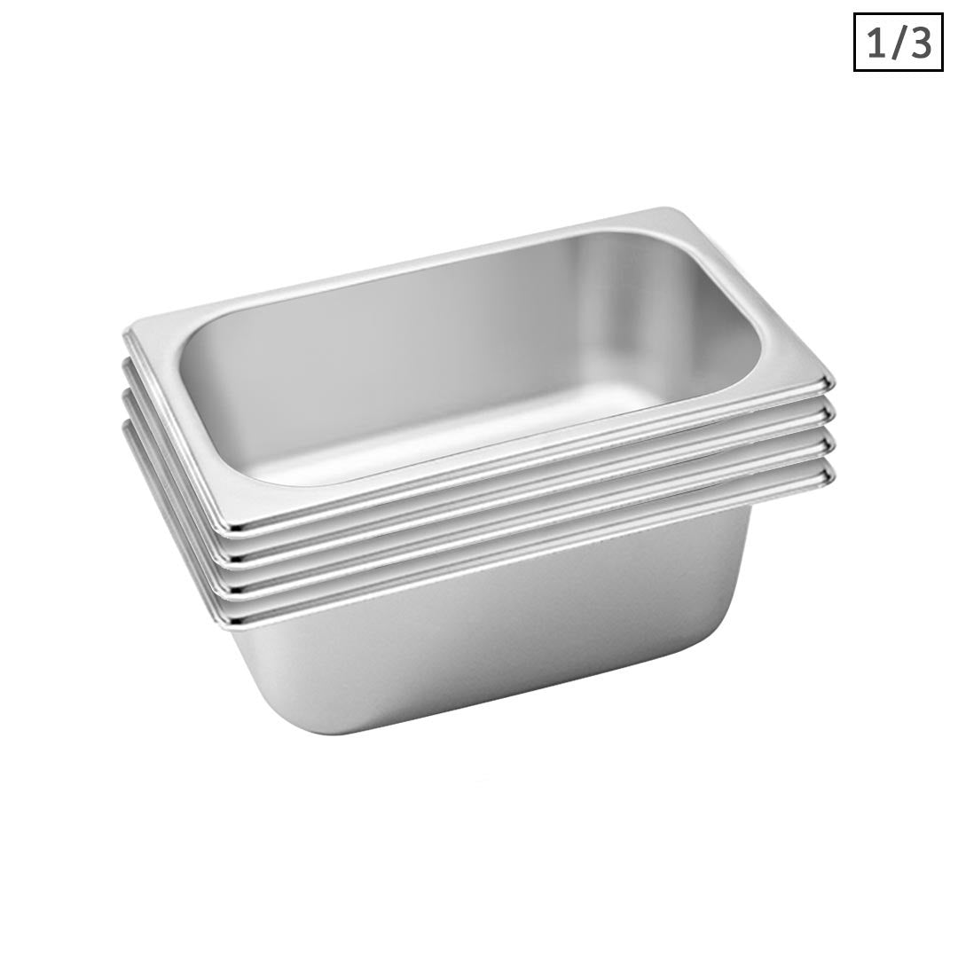 Soga 4 X Gastronorm Gn Pan Full Size 1/3 Gn Pan 10cm Deep Stainless Steel Tray