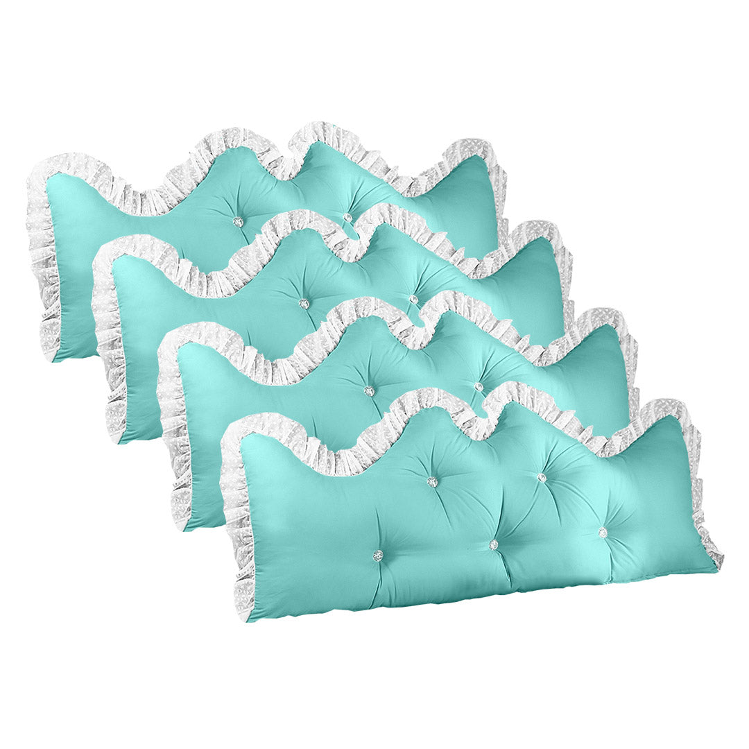 Soga 4 X 120cm Light Blue Princess Bed Pillow Headboard Backrest Bedside Tatami Sofa Cushion With Ruffle Lace Home Decor