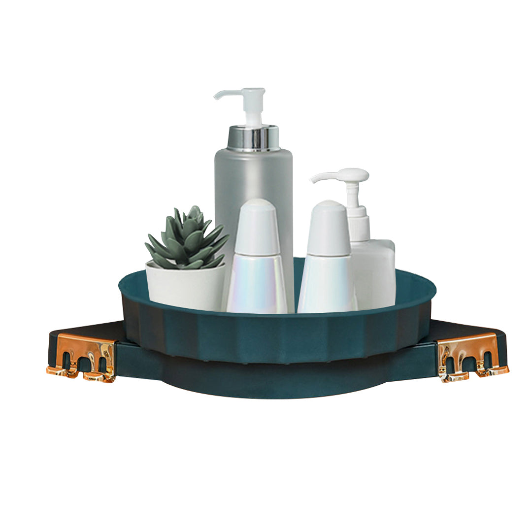 Soga Green 360 Degree Wall Mounted Rotating Bathroom Organiser Corner Vanity Rack Toilet Adhesive Storage Shelf