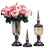 Soga 2 X Clear Glass Flower Vase With Lid And Pink Flower Filler Vase Black Set