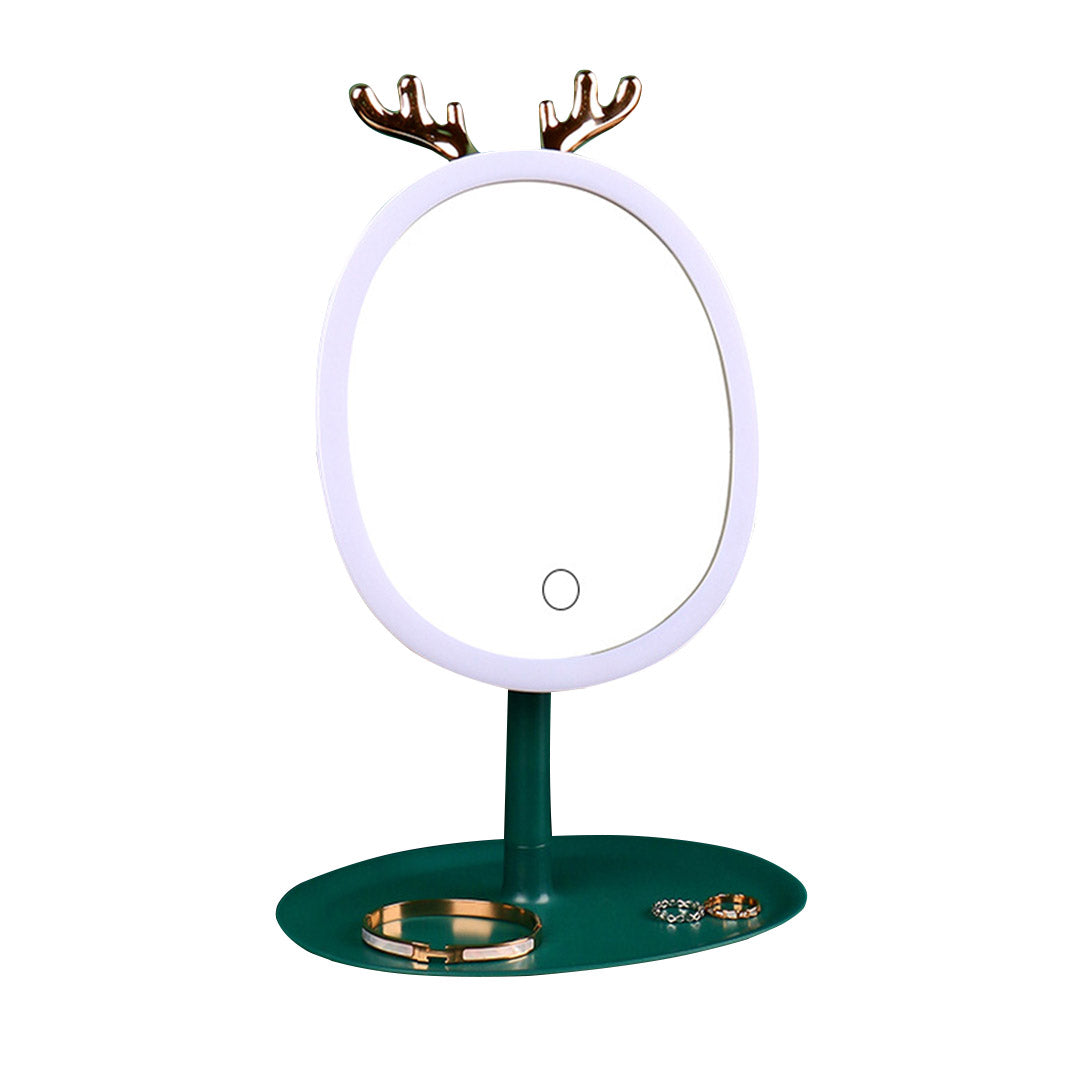 Soga Green Antler Led Light Makeup Mirror Tabletop Vanity Home Decor