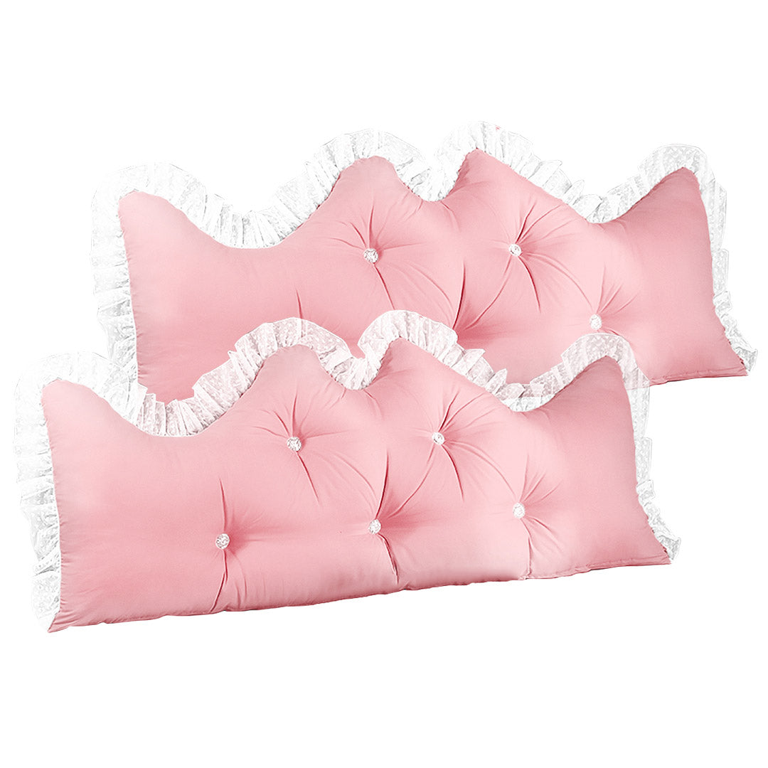 Soga 2 X 120cm Pink Princess Bed Pillow Headboard Backrest Bedside Tatami Sofa Cushion With Ruffle Lace Home Decor