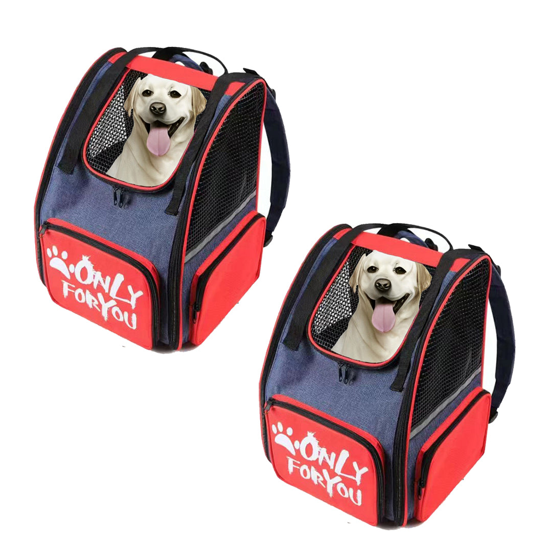 2X Red Pet Carrier Backpack Breathable Mesh Portable Safety Travel Essentials Outdoor Bag