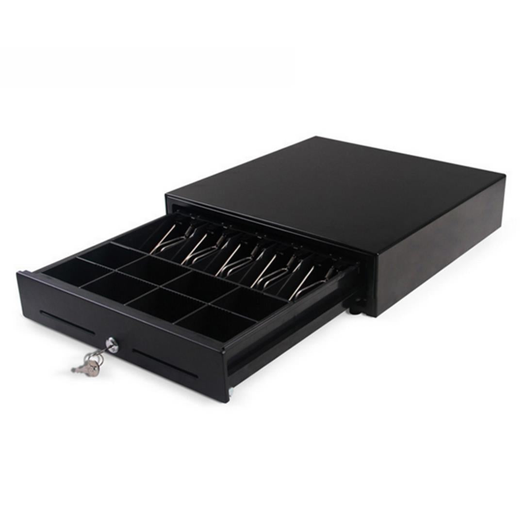 Soga Black Heavy Duty Cash Drawer Electronic 4 Bills 8 Coins Cheque Slot Tray Pos 410