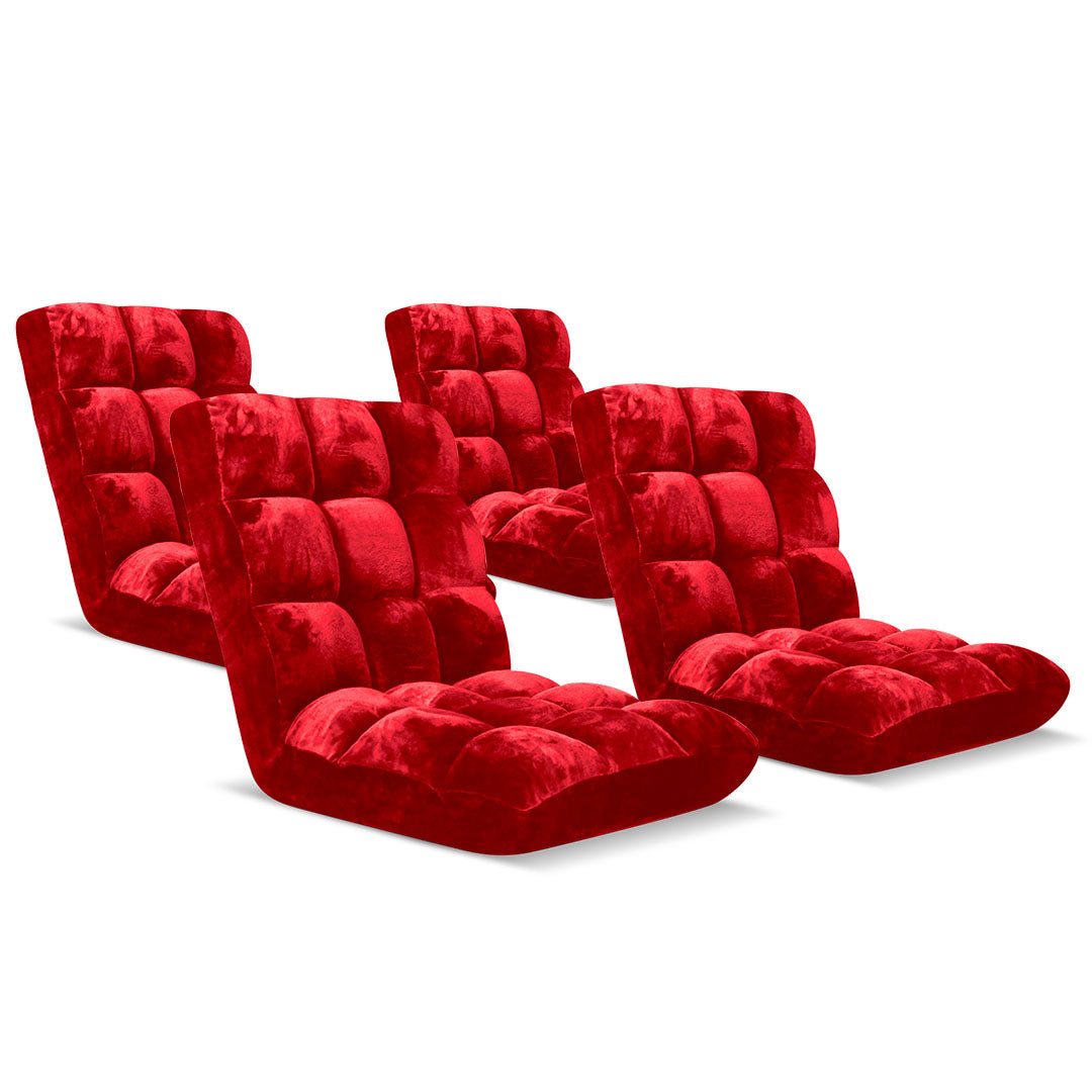 Soga 4 X Floor Recliner Folding Lounge Sofa Futon Couch Folding Chair Cushion Red