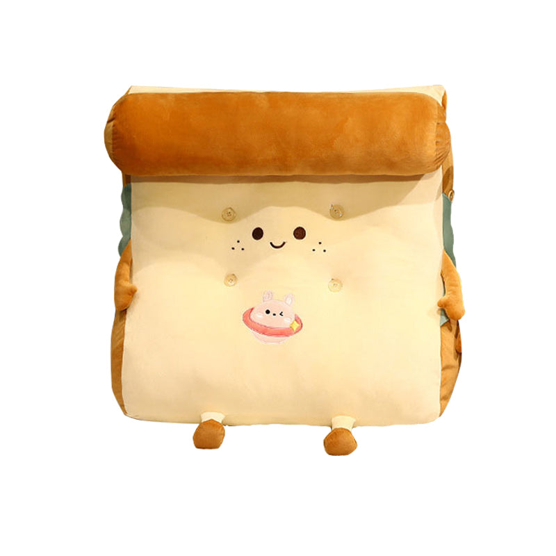 Smiley Face Toast Bread Wedge Cushion Stuffed Plush Cartoon Back Support Pillow Home Decor