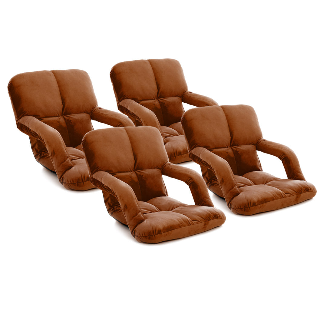 Soga 4 X Foldable Lounge Cushion Adjustable Floor Lazy Recliner Chair With Armrest Coffee