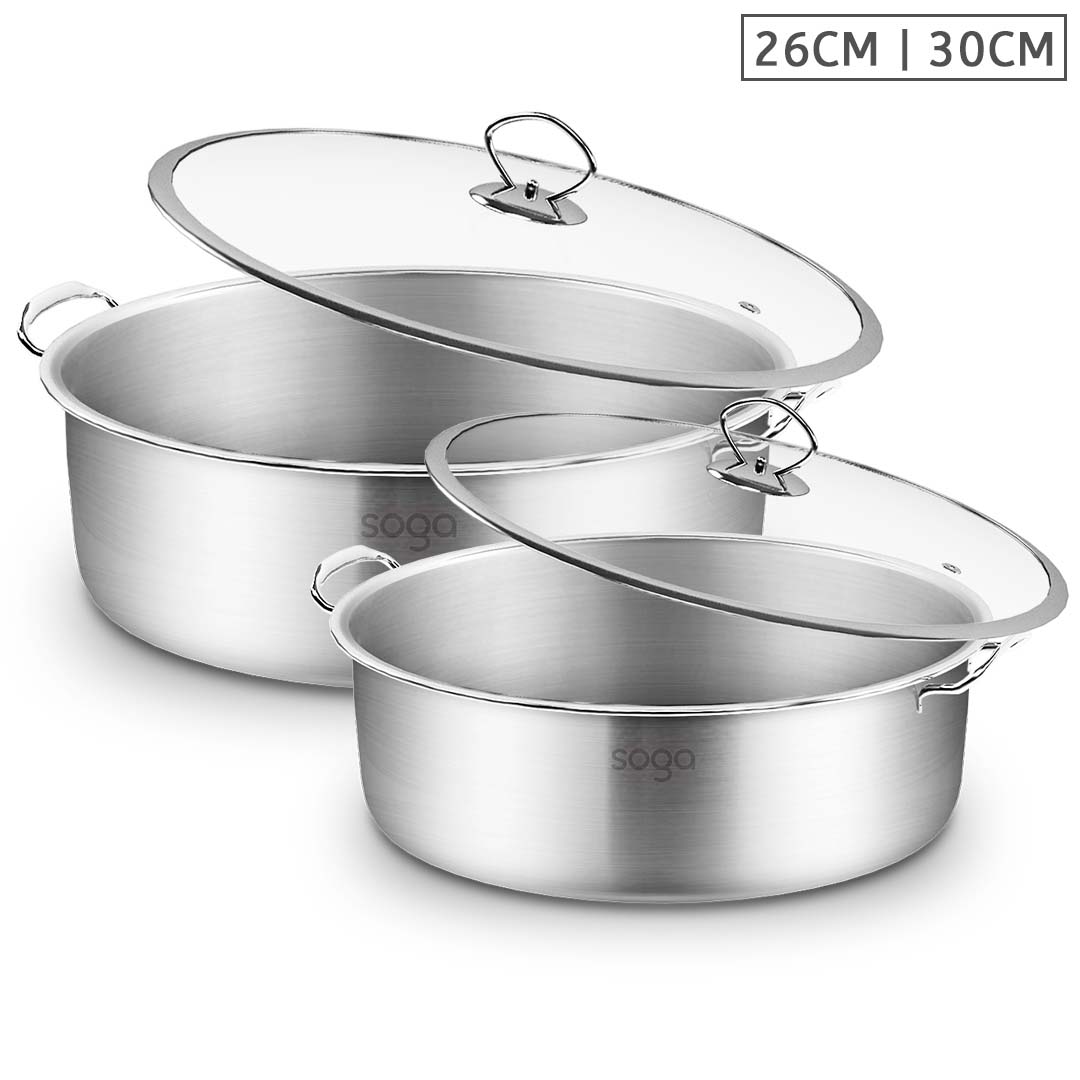 Stainless Steel 26cm 30cm Casserole With Lid Induction Cookware