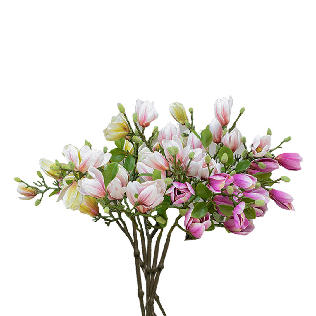 Soga 6 Bunch Artificial Silk Magnolia Denudata 4 Heads Flower Fake Bridal Bouquet Table Decor Purple