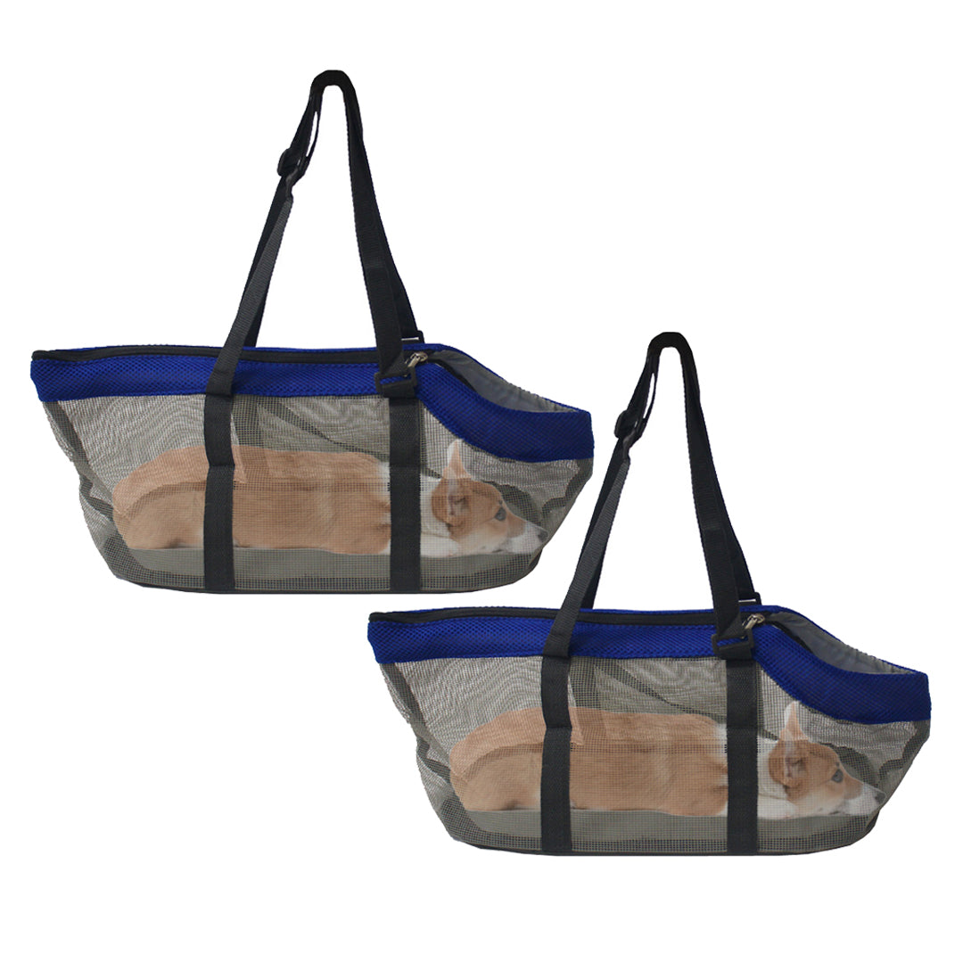 2X Grey Pet Carrier Bag Breathable Net Mesh Tote Pouch Dog Cat Travel Essentials