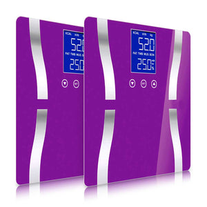 Soga 2 X Glass Lcd Digital Body Fat Scale Bathroom Electronic Gym Water Weighing Scales Purple