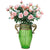 Soga Green Glass Flower Vase With 8 Bunch 5 Heads Artificial Fake Silk Rose Home Decor Set