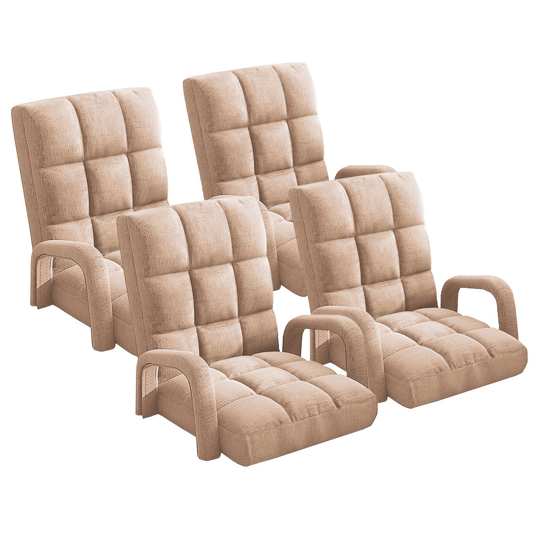 Soga 4 X Foldable Lounge Cushion Adjustable Floor Lazy Recliner Chair With Armrest Khaki