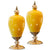 Soga 2 X 42cm Ceramic Oval Flower Vase With Gold Metal Base Yellow