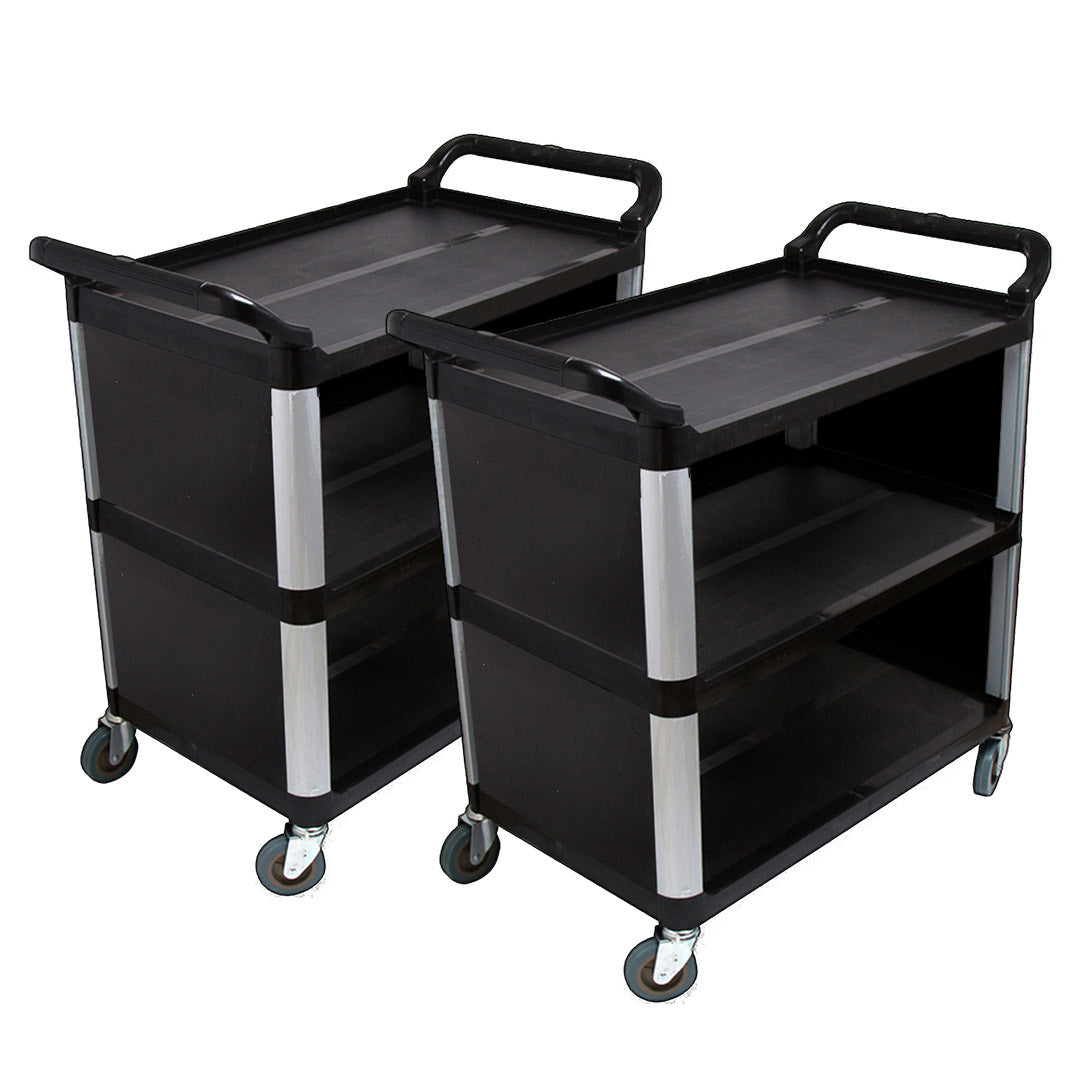 Soga 2 X 3 Tier Covered Food Trolley Food Waste Cart Storage Mechanic Kitchen Black