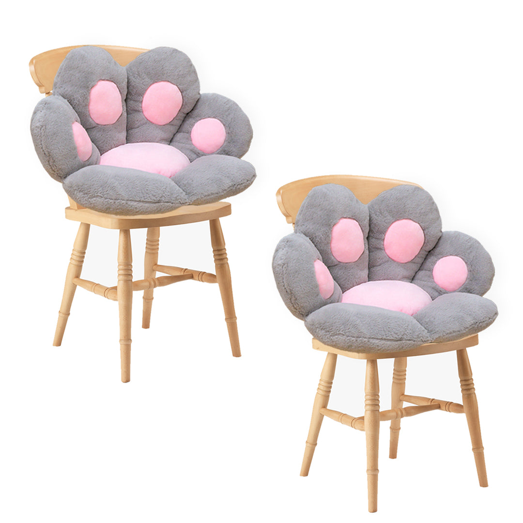 2X Grey Paw Shape Cushion Warm Lazy Sofa Decorative Pillow Backseat Plush Mat Home Decor