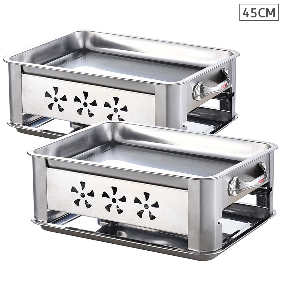 2 X 45 Cm Portable Stainless Steel Outdoor Chafing Dish Bbq Fish Stove Grill Plate