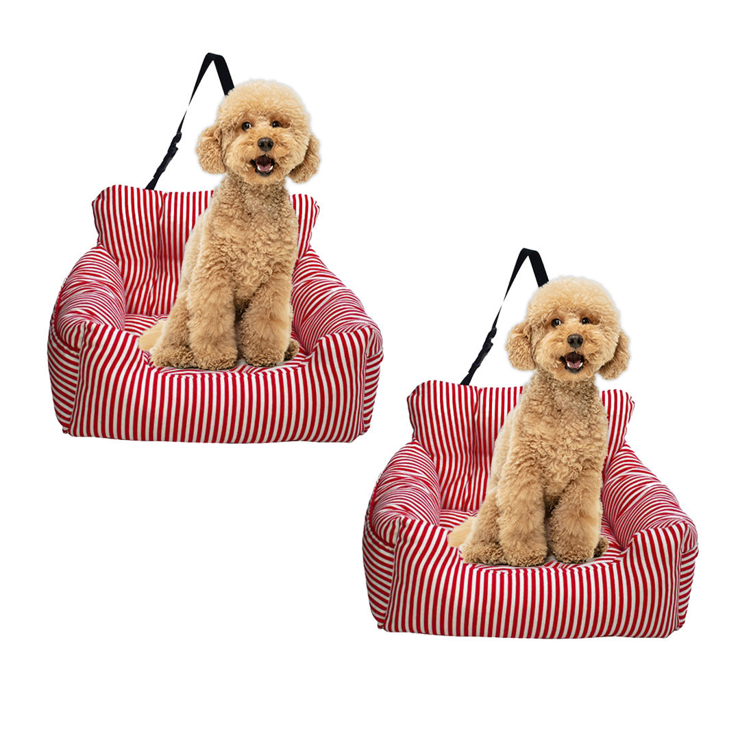 2X Red Pet Car Seat Sofa Safety Soft Padded Portable Travel Carrier Bed