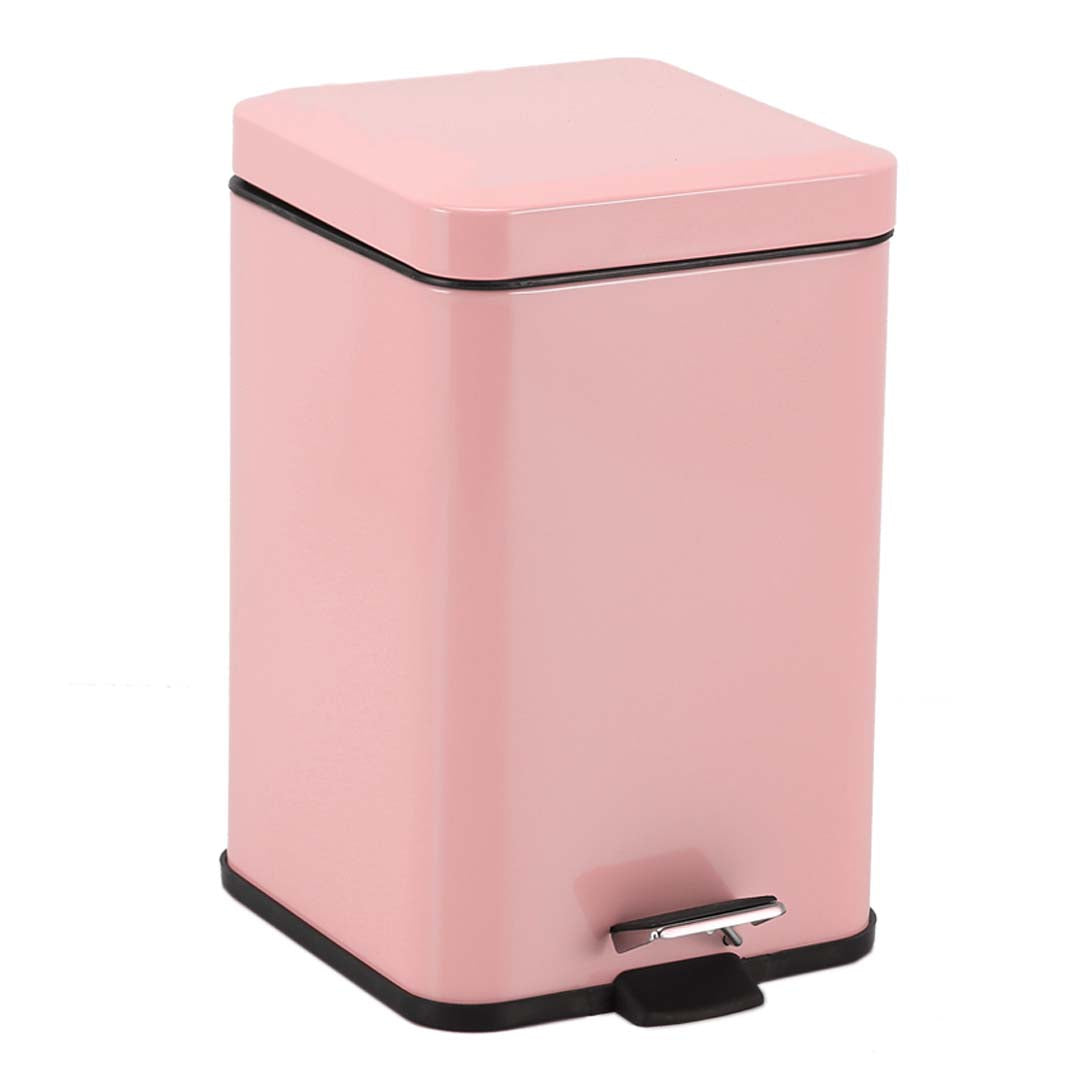 Soga Foot Pedal Stainless Steel Rubbish Recycling Garbage Waste Trash Bin Square 12 L Pink