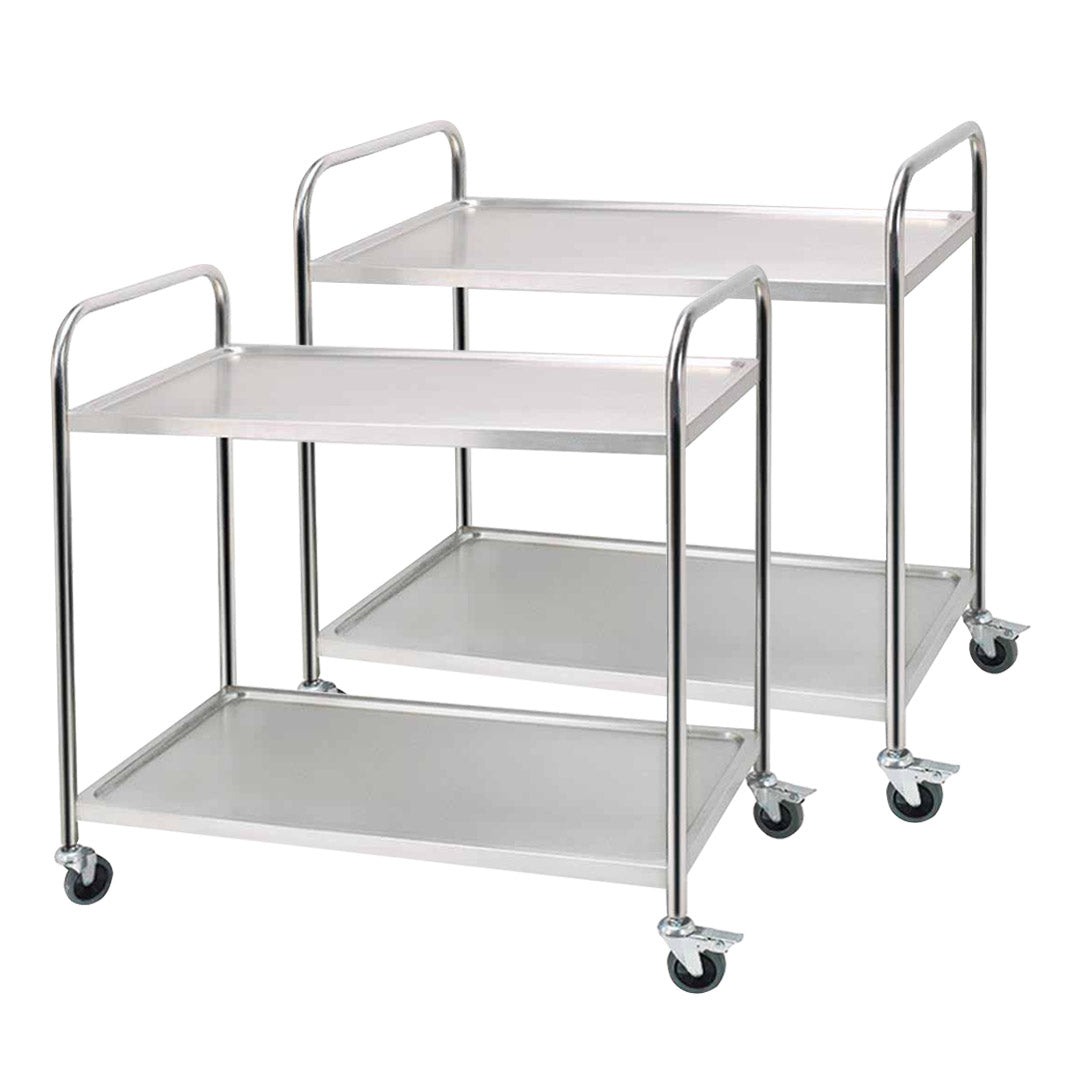 Soga 2 X 2 Tier 86x54x94cm Stainless Steel Kitchen Dinning Food Cart Trolley Utility Round Large