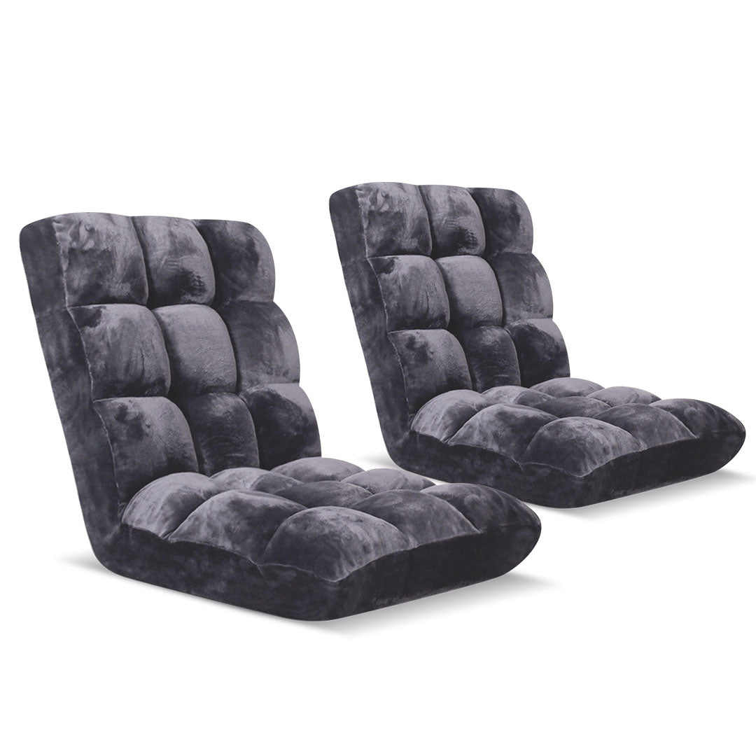 Soga 2 X Floor Recliner Folding Lounge Sofa Futon Couch Folding Chair Cushion Grey