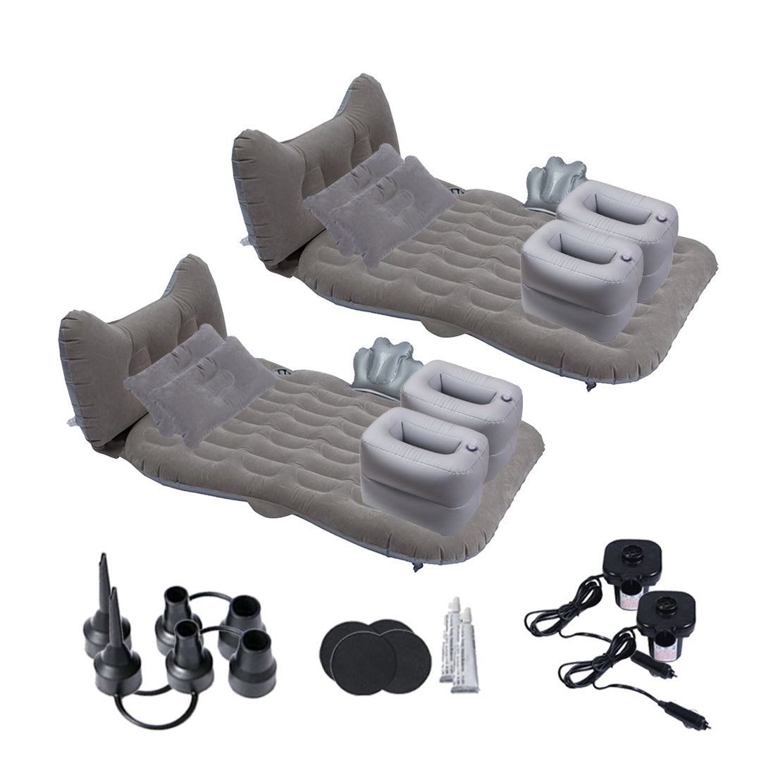 2X Grey Honeycomb Inflatable Car Mattress Portable Camping Air Bed Travel Sleeping Kit Essentials