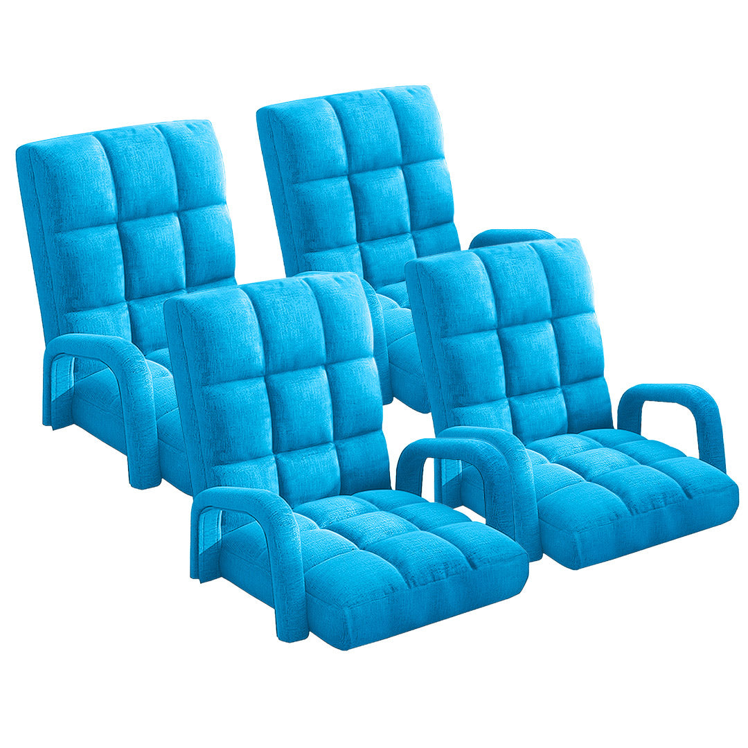 Soga 4 X Foldable Lounge Cushion Adjustable Floor Lazy Recliner Chair With Armrest Blue