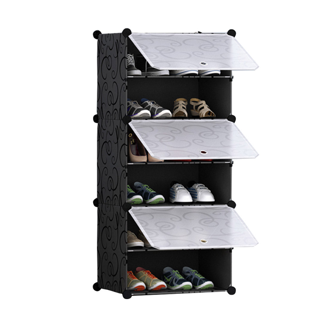 6 Tier Shoe Rack Organizer Sneaker Footwear Storage Stackable Stand Cabinet Portable Wardrobe with Cover