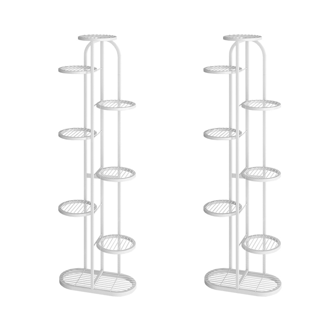 Soga 2 X 8 Tier 9 Pots White Round Metal Plant Rack Flowerpot Storage Display Stand Holder Home Garden Decor