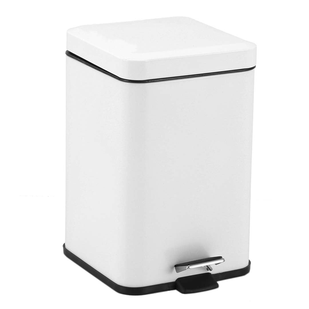 Soga Foot Pedal Stainless Steel Rubbish Recycling Garbage Waste Trash Bin Square 6 L White