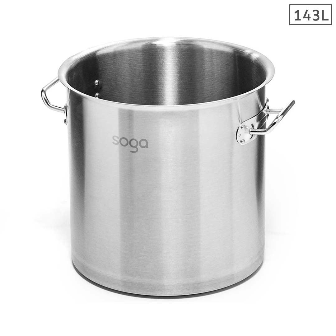 Soga Stock Pot 143 L Top Grade Thick Stainless Steel Stockpot 18/10 Without Lid
