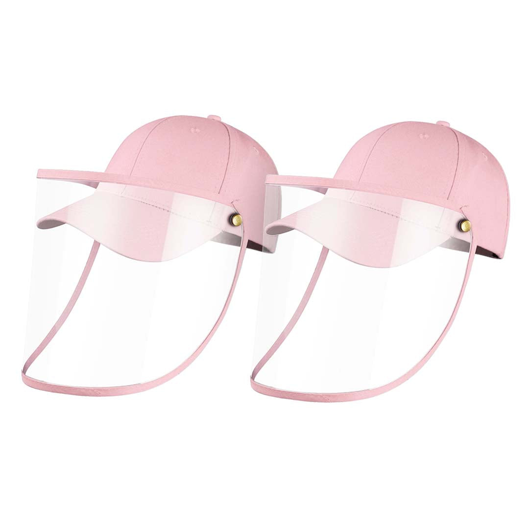 2 X Outdoor Protection Hat Anti Fog Pollution Dust Protective Cap Full Face Hd Shield Cover Kids Pink