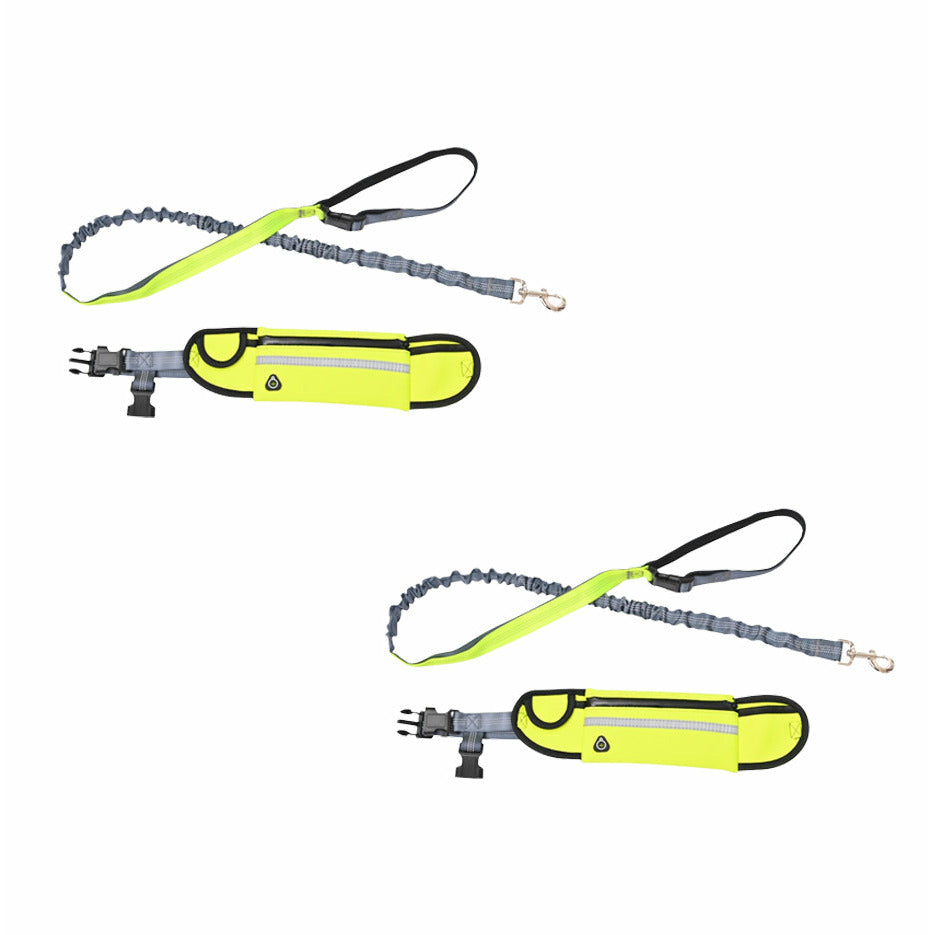 Soga 2 X Yellow Adjustable Hands Free Pet Leash Bag Dog Lead Walking Running Jogging Pet Essentials