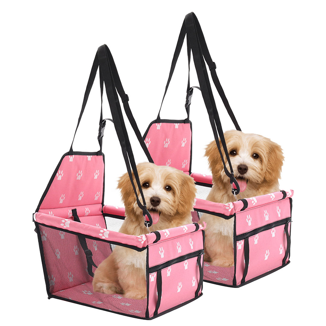 Soga 2 X Waterproof Pet Booster Car Seat Breathable Mesh Safety Travel Portable Dog Carrier Bag Pink