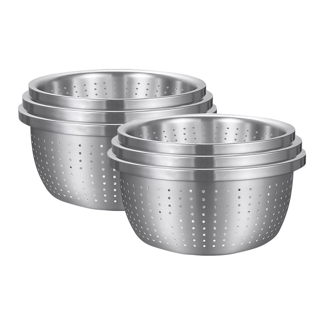 Soga 2 X Stainless Steel Nesting Basin Colander Perforated Kitchen Sink Washing Bowl Metal Basket Strainer Set Of 3
