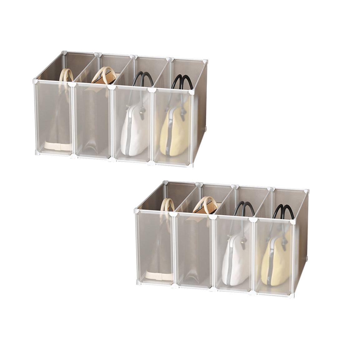 2X 1 Tier Multifunctional PP Plastic Bag Box Portable Cubby DIY Storage Shelves Stackable Handbag Purse Organiser