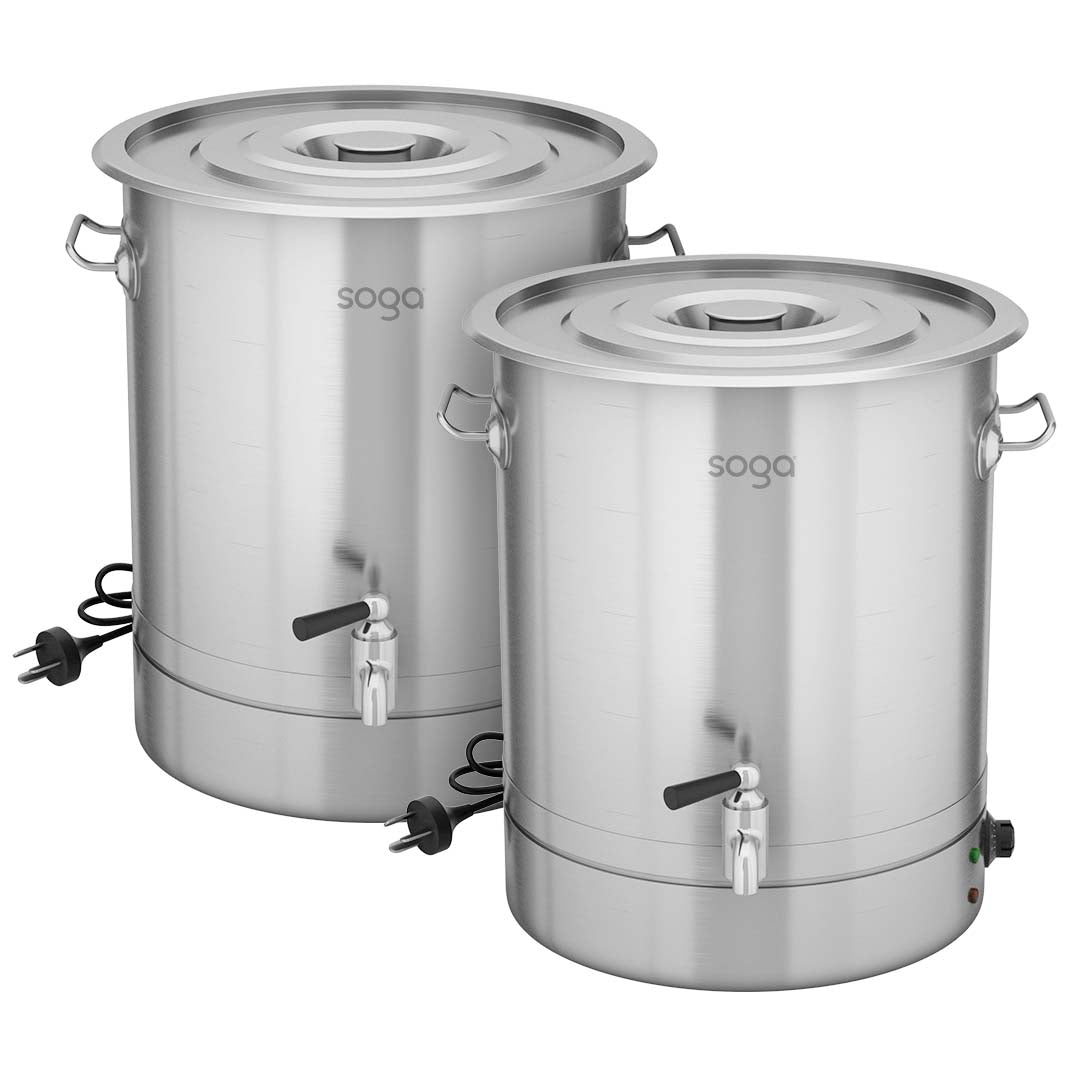 Soga 2 X 33 L Stainless Steel Urn Commercial Water Boiler 2200 W