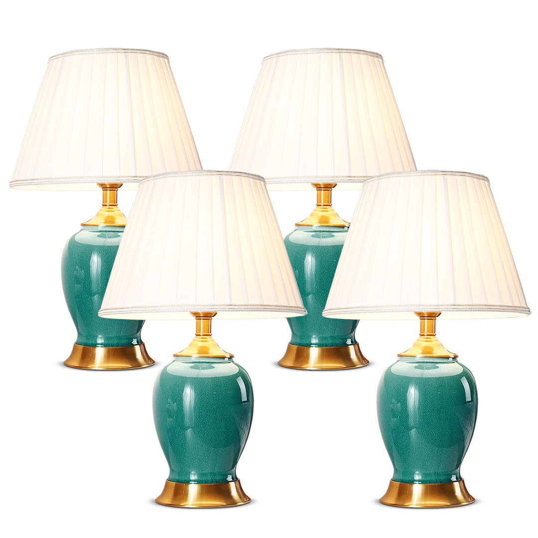 Soga 4 X Ceramic Oval Table Lamp With Gold Metal Base Desk Lamp Green