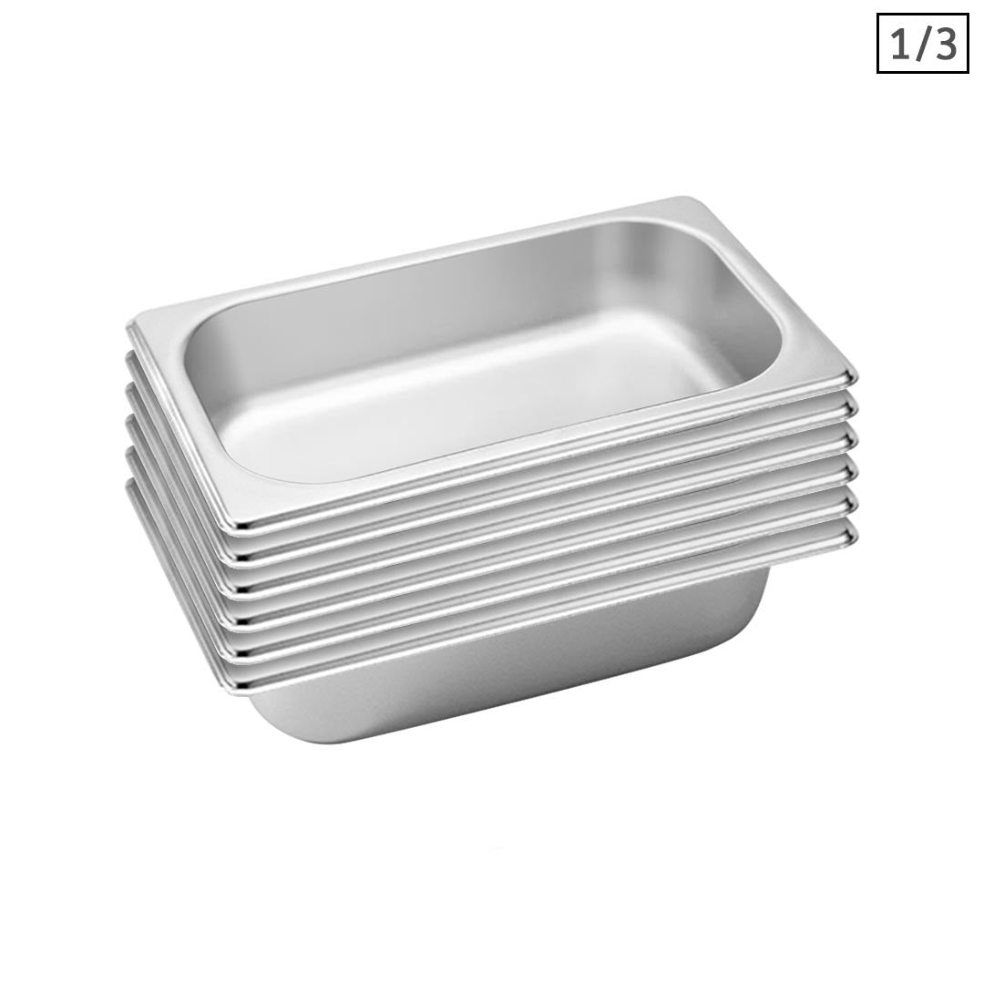 Soga 6 X Gastronorm Gn Pan Full Size 1/3 Gn Pan 6.5 Cm Deep Stainless Steel Tray