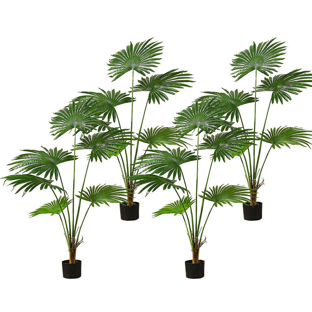 Soga 4 X 120cm Artificial Natural Green Fan Palm Tree Fake Tropical Indoor Plant Home Office Decor