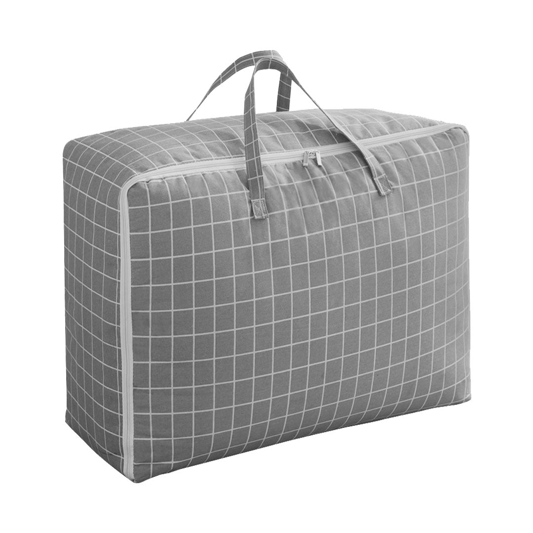 Grey Plaid  Super Large Storage Luggage Bag Double Zipper Foldable Travel Organiser Essentials