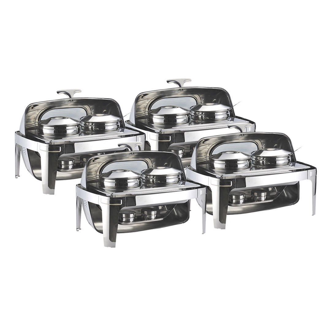 Soga 4 X 6.5 L Stainless Steel Double Soup Tureen Bowl Station Roll Top Buffet Chafing Dish Catering Chafer Food Warmer Server