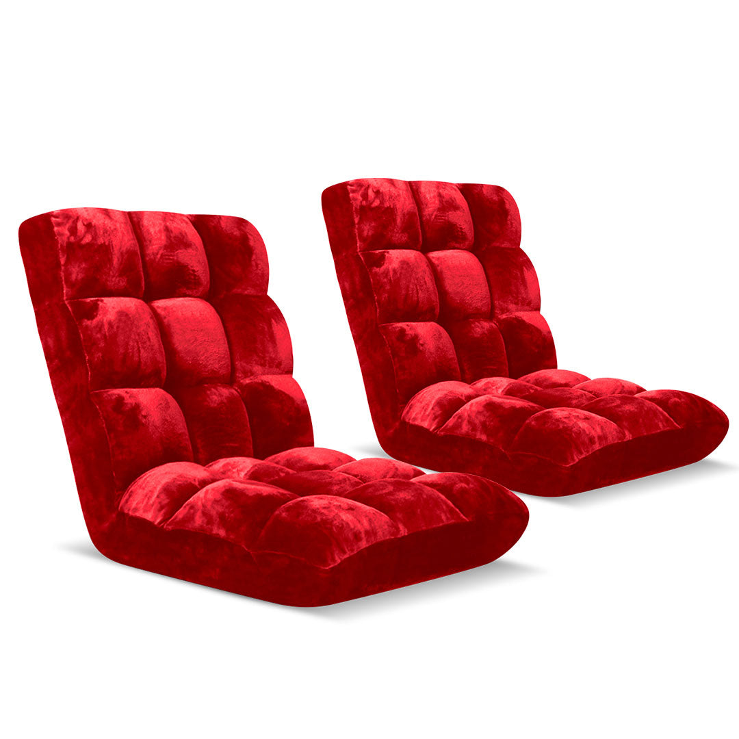 Soga 2 X Floor Recliner Folding Lounge Sofa Futon Couch Folding Chair Cushion Red