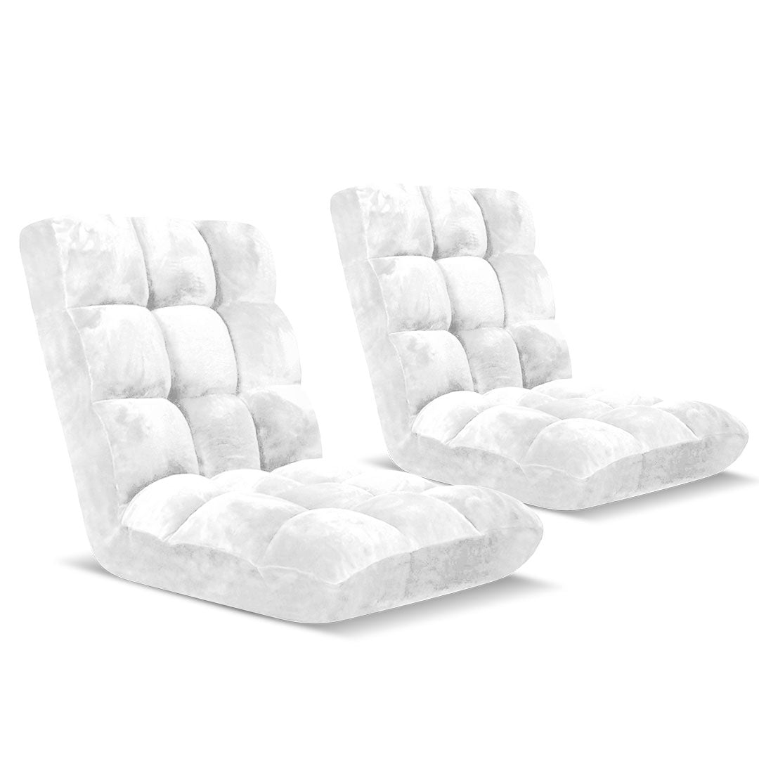Soga 2 X Floor Recliner Folding Lounge Sofa Futon Couch Folding Chair Cushion White