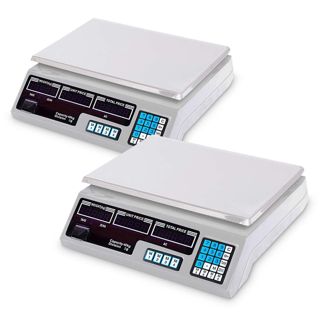 Soga 2 X 40kg Digital Commercial Kitchen Scales Shop Electronic Weight Scale Food White