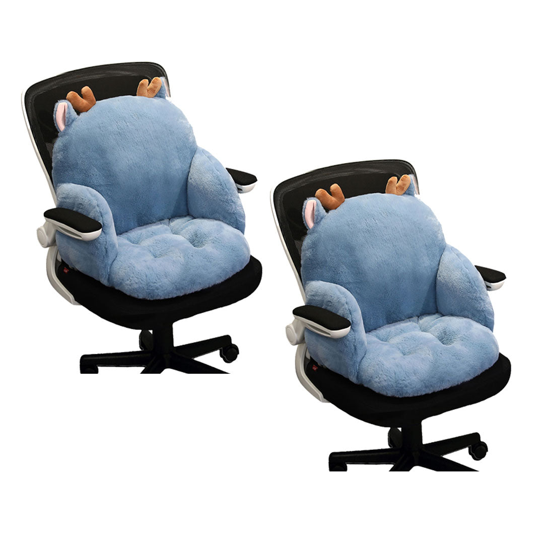 2X Blue Deer Shape Cushion Soft Leaning Bedside Pad Sedentary Plushie Pillow Home Decor
