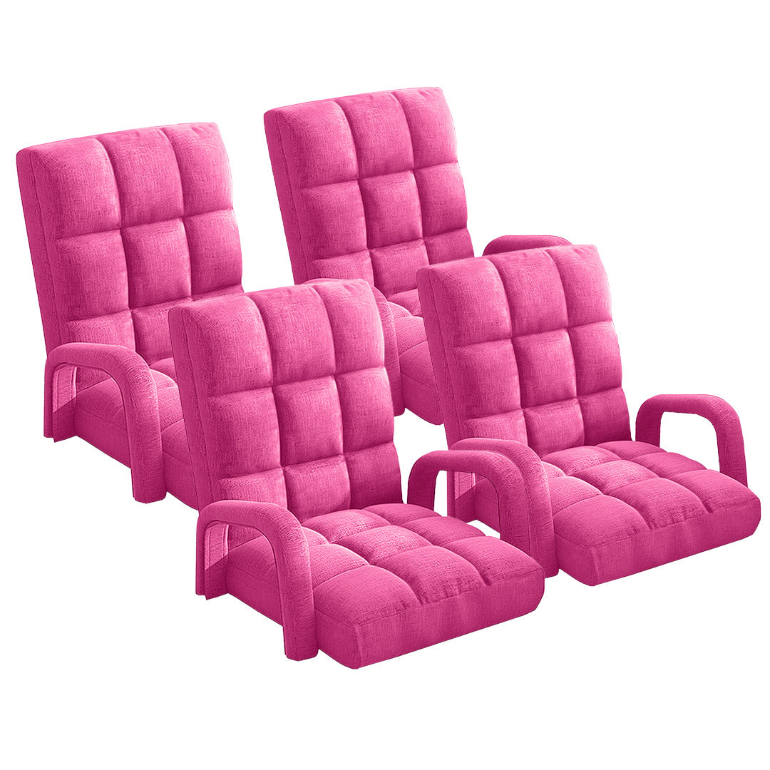 Soga 4 X Foldable Lounge Cushion Adjustable Floor Lazy Recliner Chair With Armrest Pink