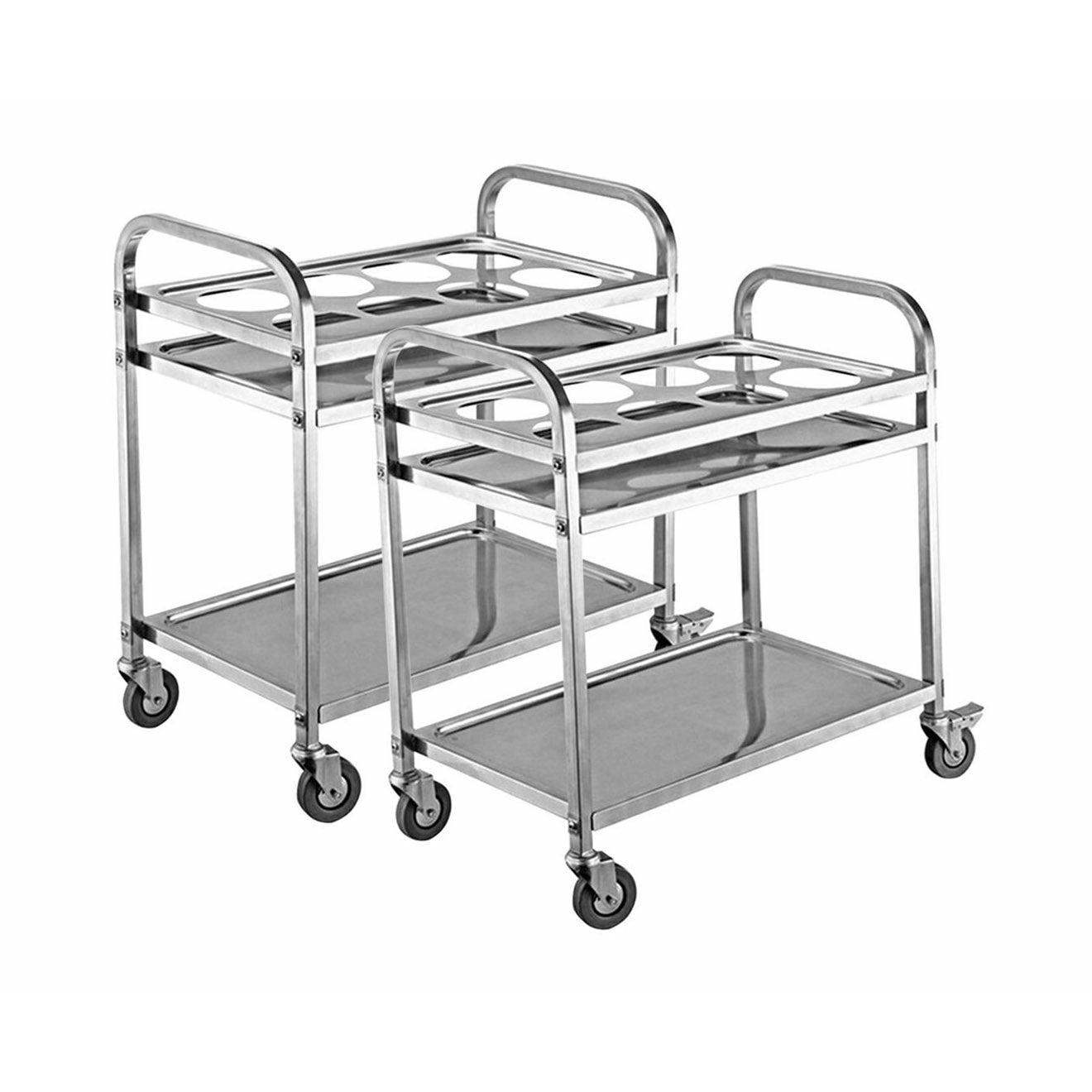 Soga 2 X 2 Tier Stainless Steel 8 Compartment Kitchen Seasoning Car Service Trolley Condiment Holder Cart Spice Bowl